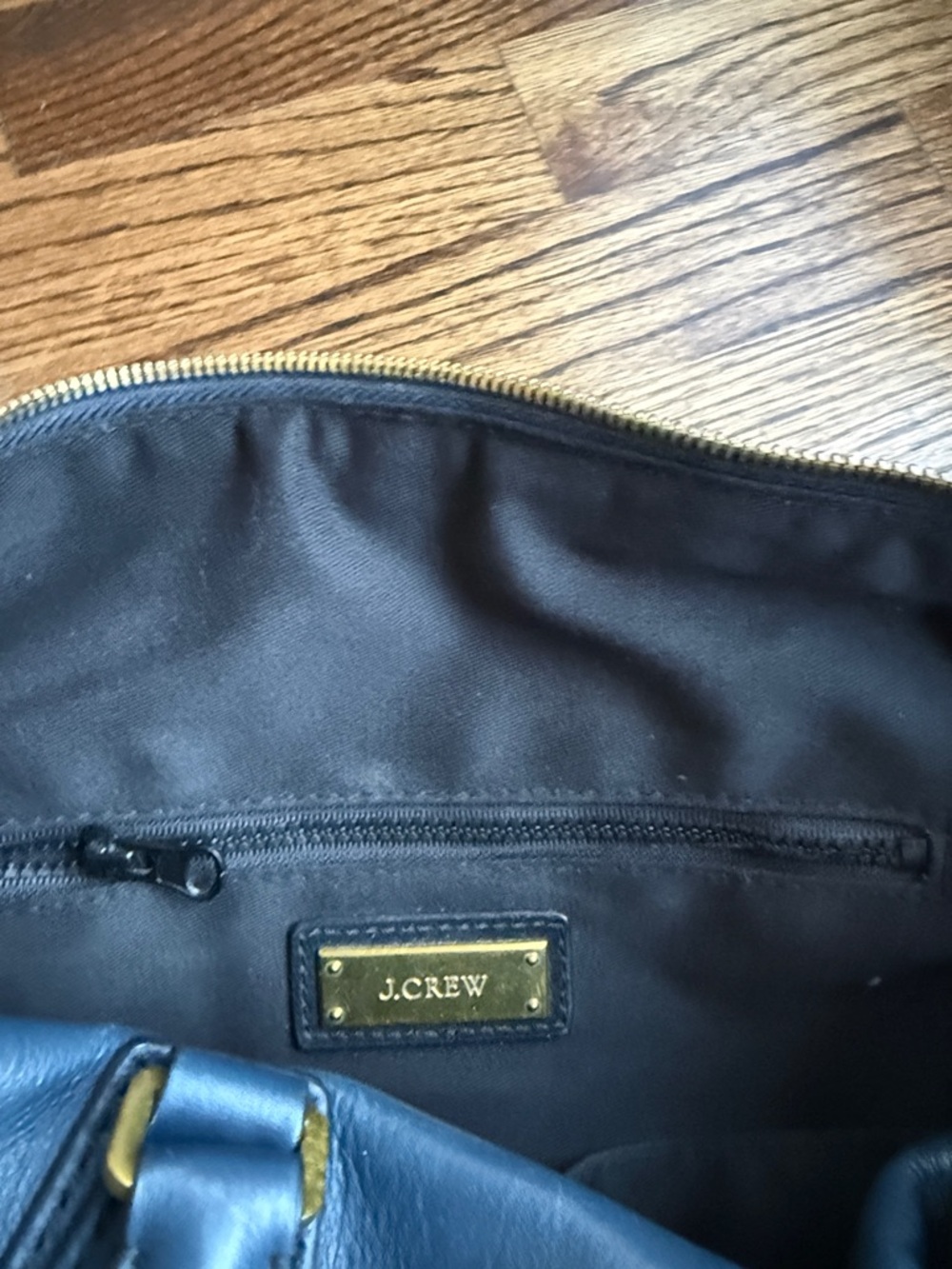 J.Crew Classic Dark Blue Leather Carryall - curca 2016 - Picture 6 of 8